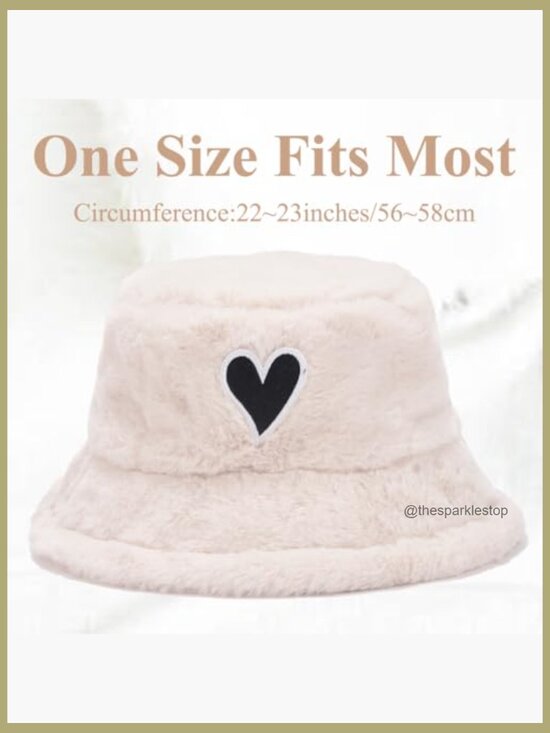Faux Fur Bucket Hat, Winter Warm Fluffy Plush Hat, Adjustable String